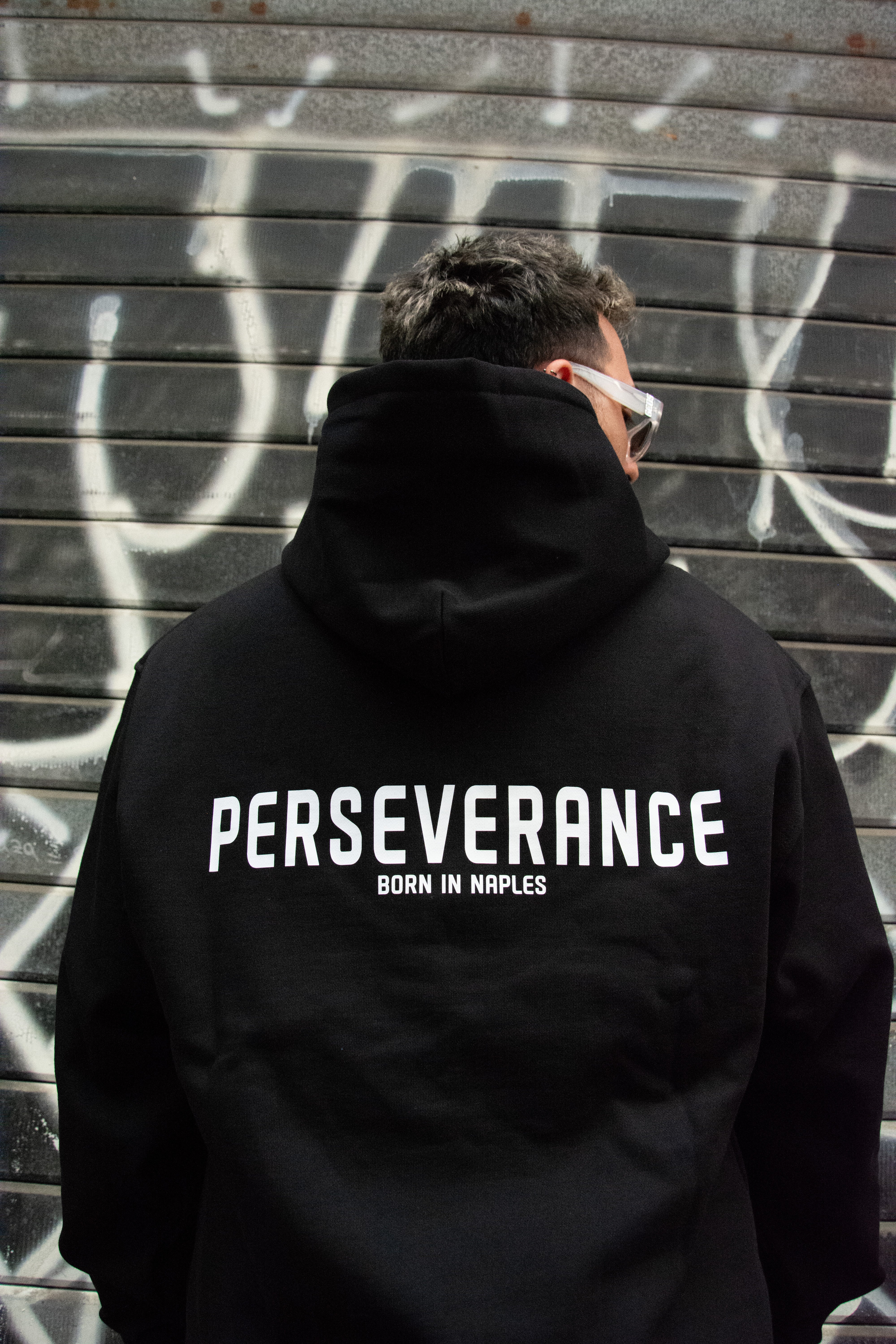 HOODIE PERSEVERANCE BORN IN NAPLES BLACK