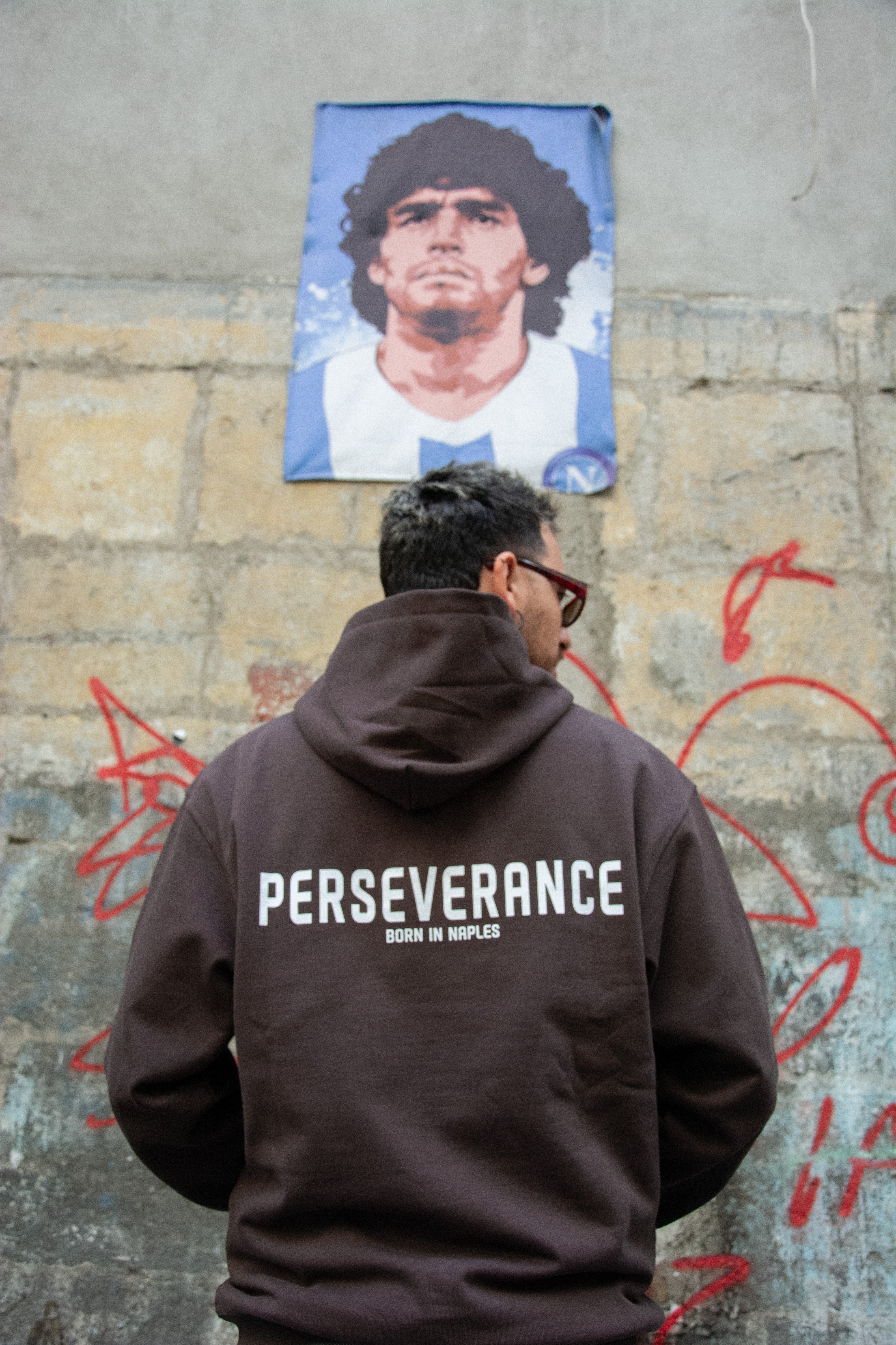 HOODIE PERSEVERANCE BORN IN NAPLES BROWN