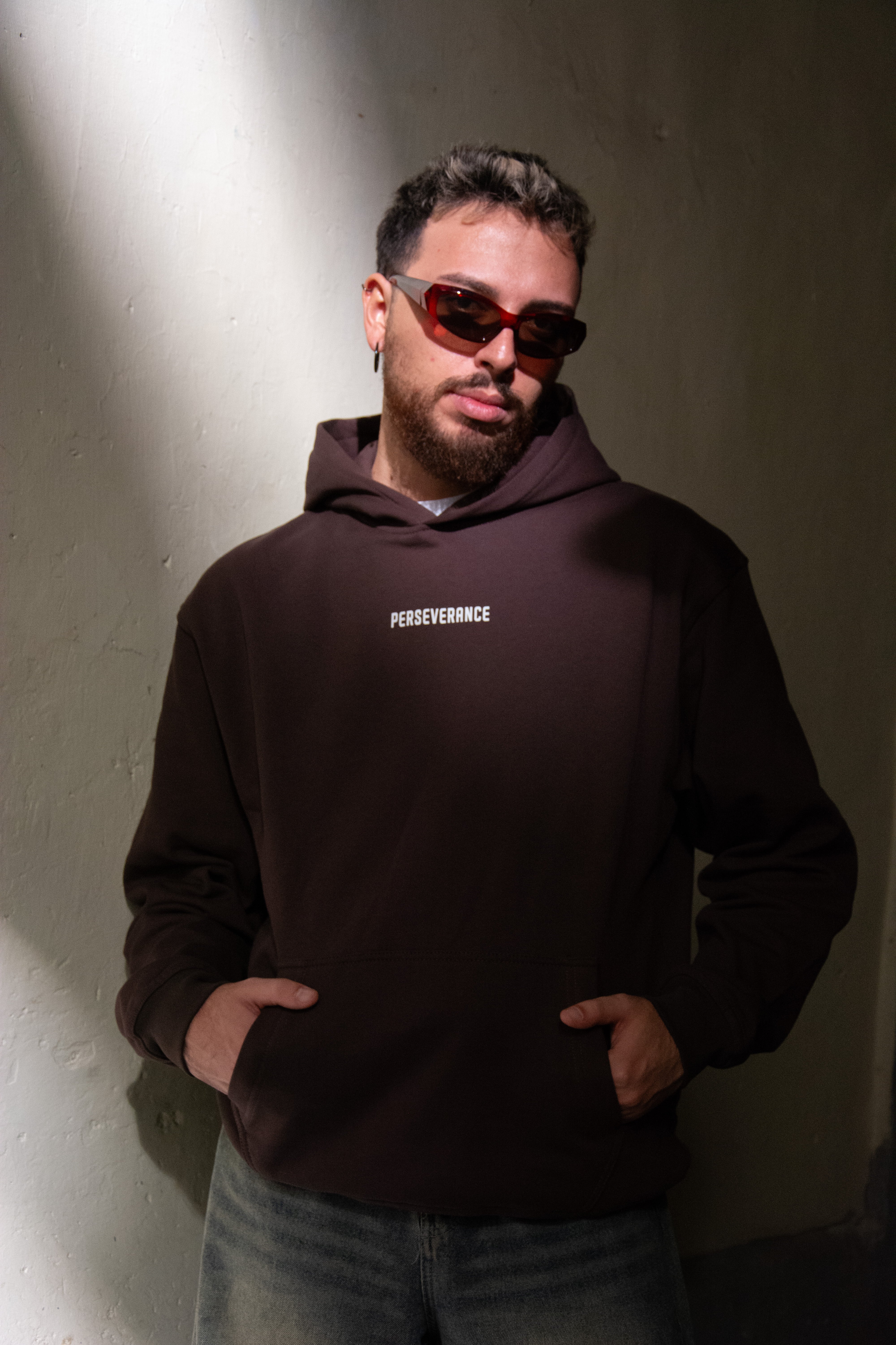 HOODIE PERSEVERANCE BORN IN NAPLES BROWN